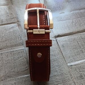 Brown Suede Belt with Silver Buckle